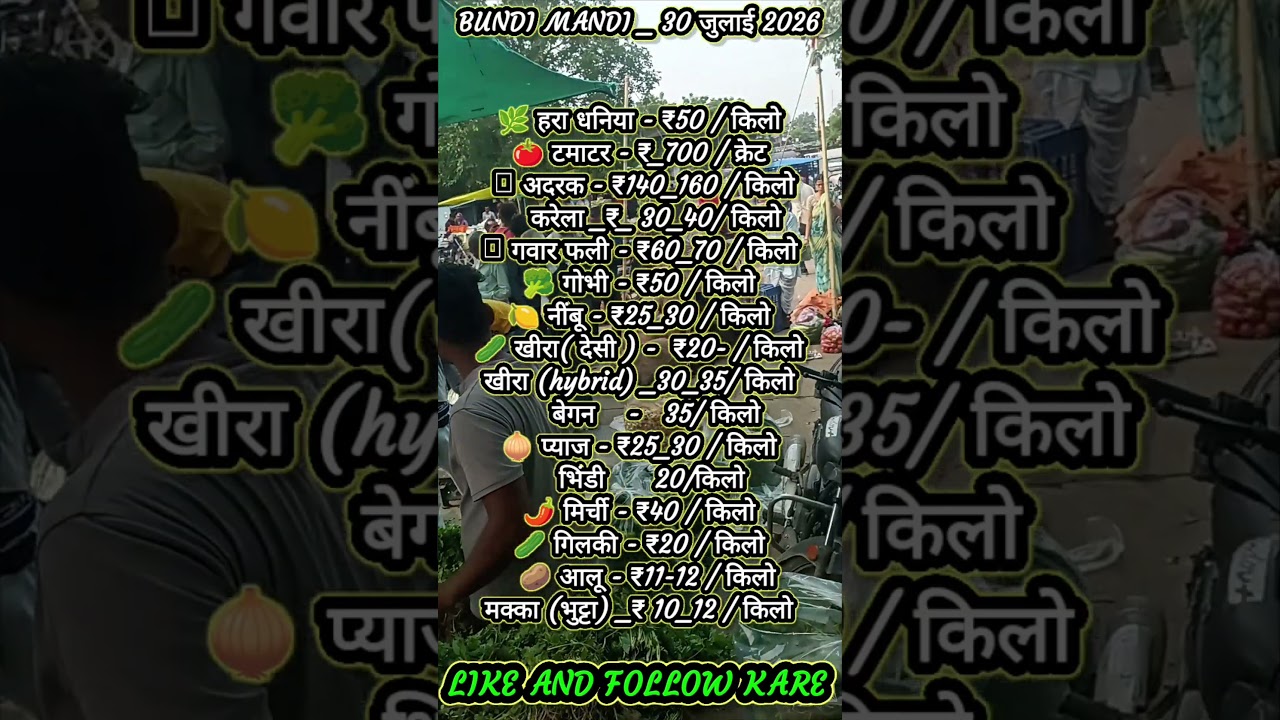 BUNDI MANDI BHAV AAJ KA 30_7_2026 |Rajasthan mandi rate|today mandi rate #shorts #mandi