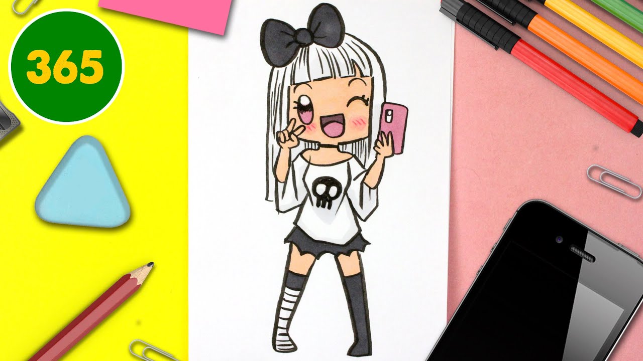 COMMENT DESSINER UNE FILLE KAWAII – Dessins kawaii facile - comment dessiner des personnages kawaii