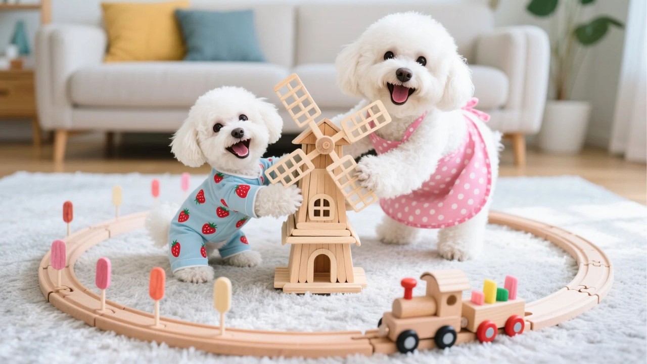 Baby Puppy Eats Ice Cream And Litters The Sticks — Mama Dog Turns Them Into Cute Toys ♻️🐶