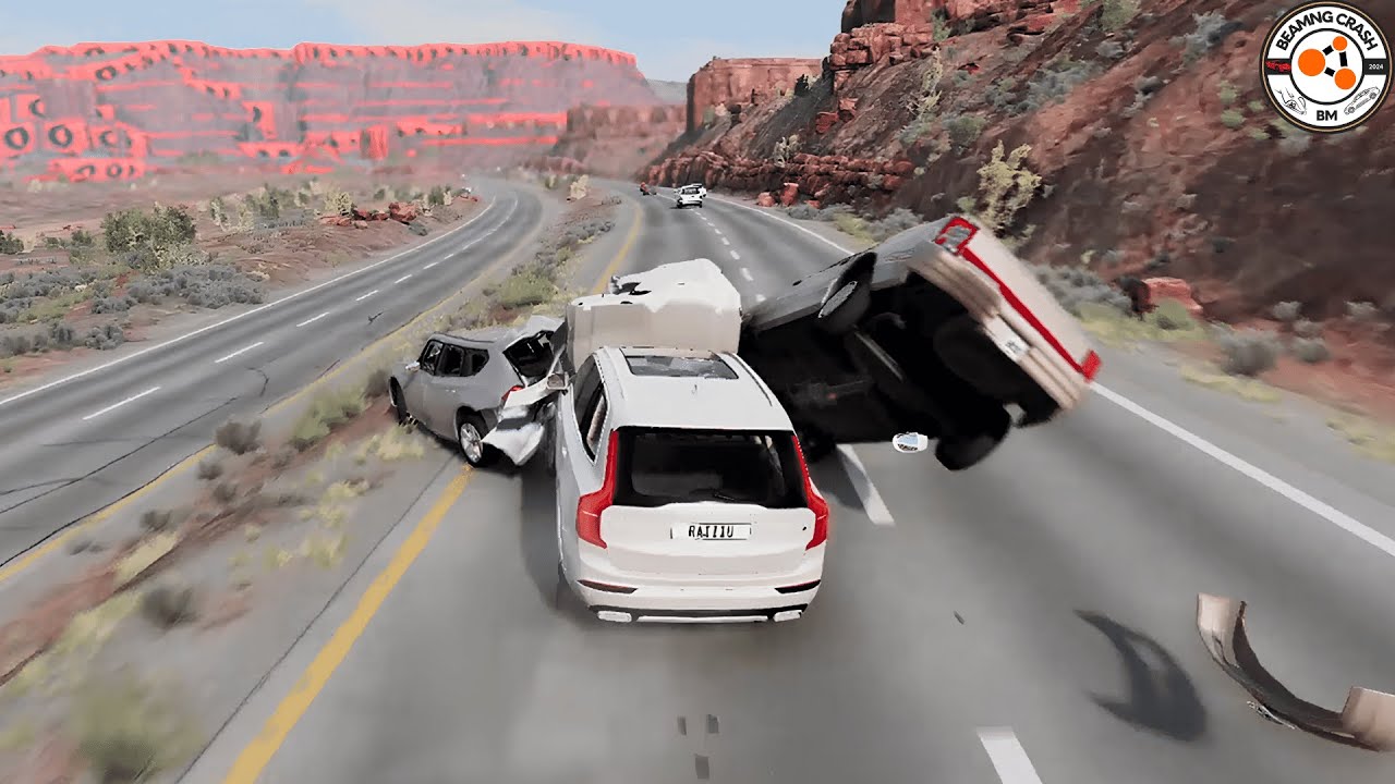 High Speed Realistic Crash in Traffic - BeamNG Drive