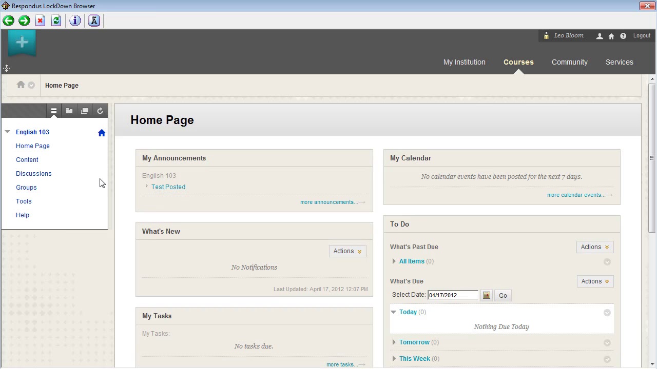 LockDown Browser для Blackboard Learn (оригинальная версия): Введение