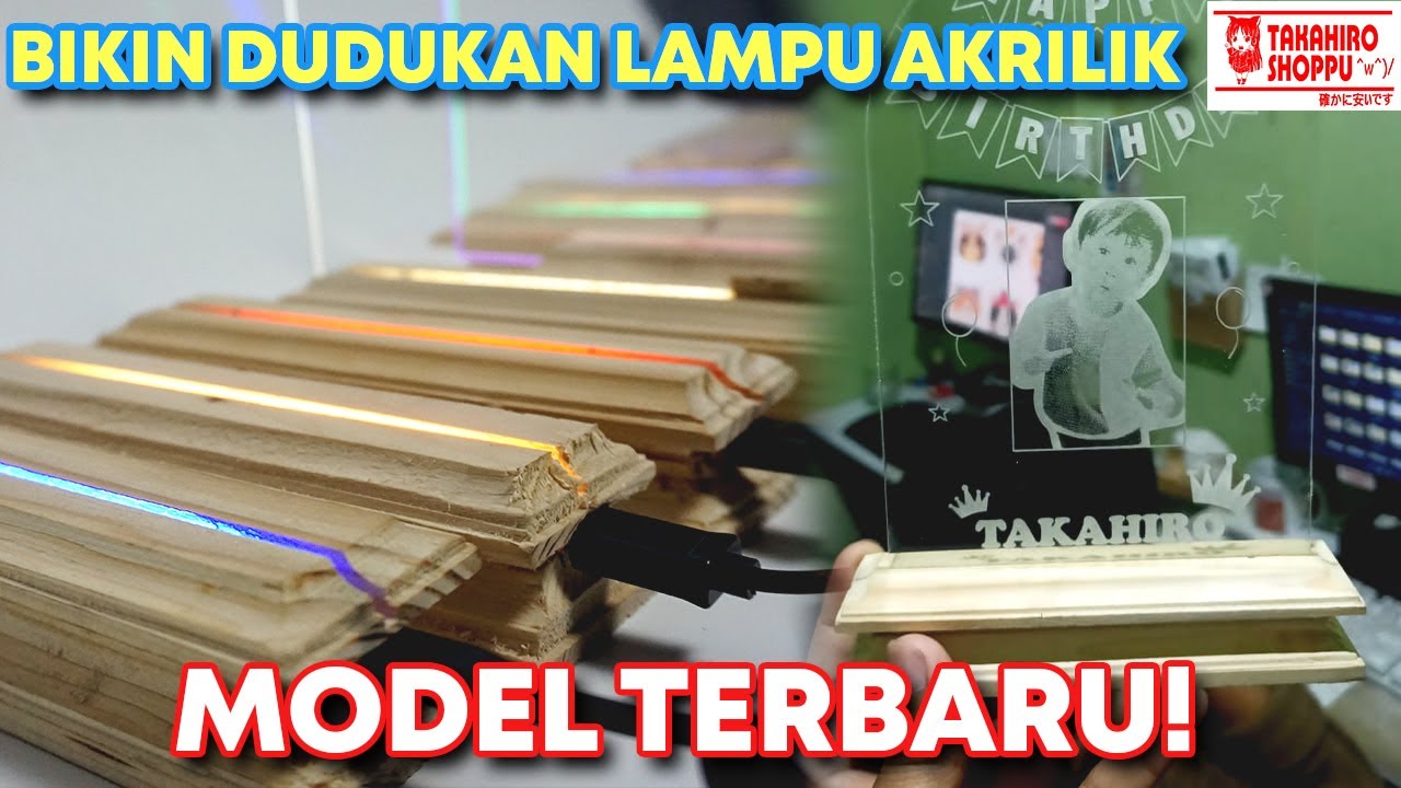 CARA BIKIN DUDUKAN / TATAKAN KAYU LAMPU AKRILIK USB PORTABLE VERSI ELEGAN❗❗❗