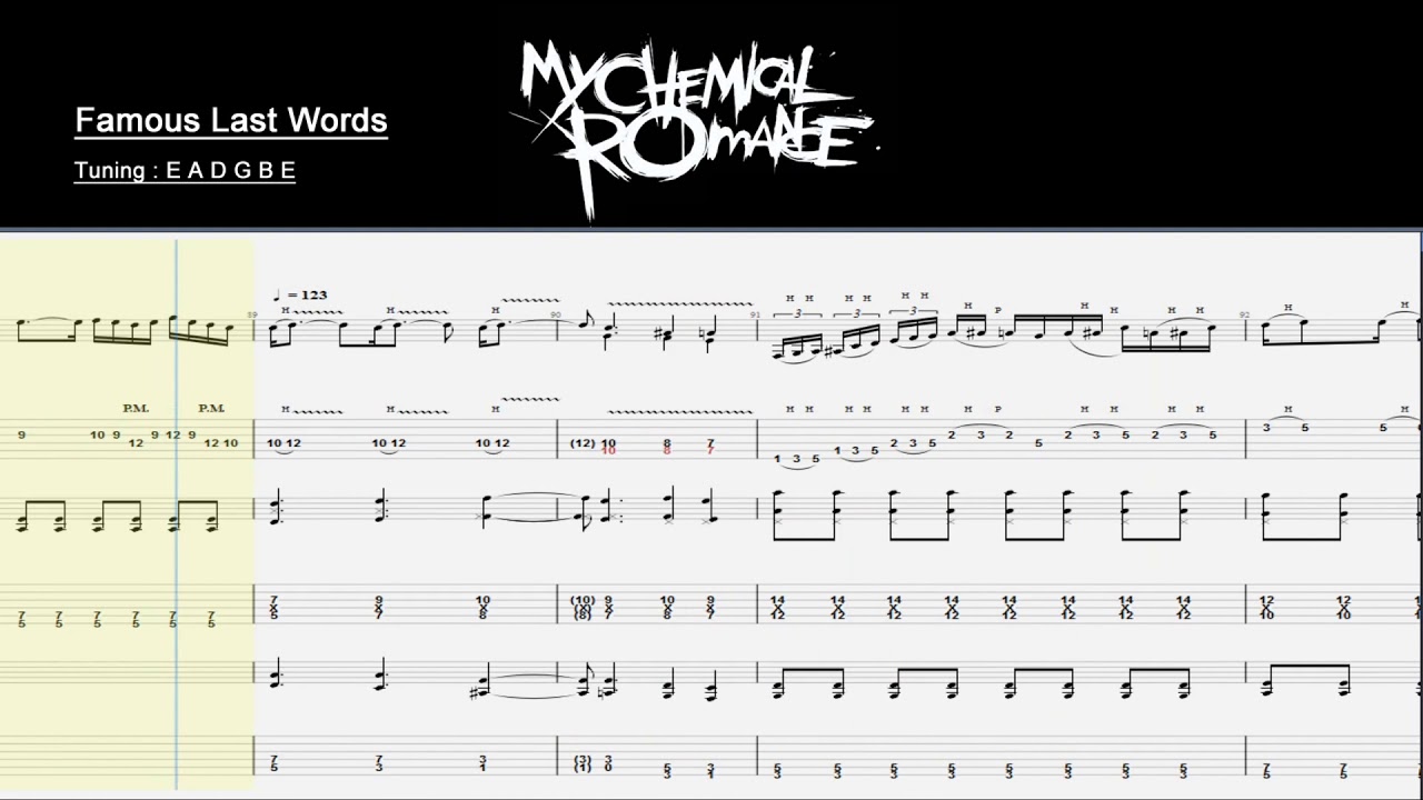 My Chemical Romance - Famous Last Words guitar only cover