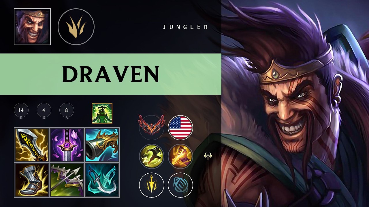 Draven Jungle vs Ivern - NA Grandmaster Patch 26.08