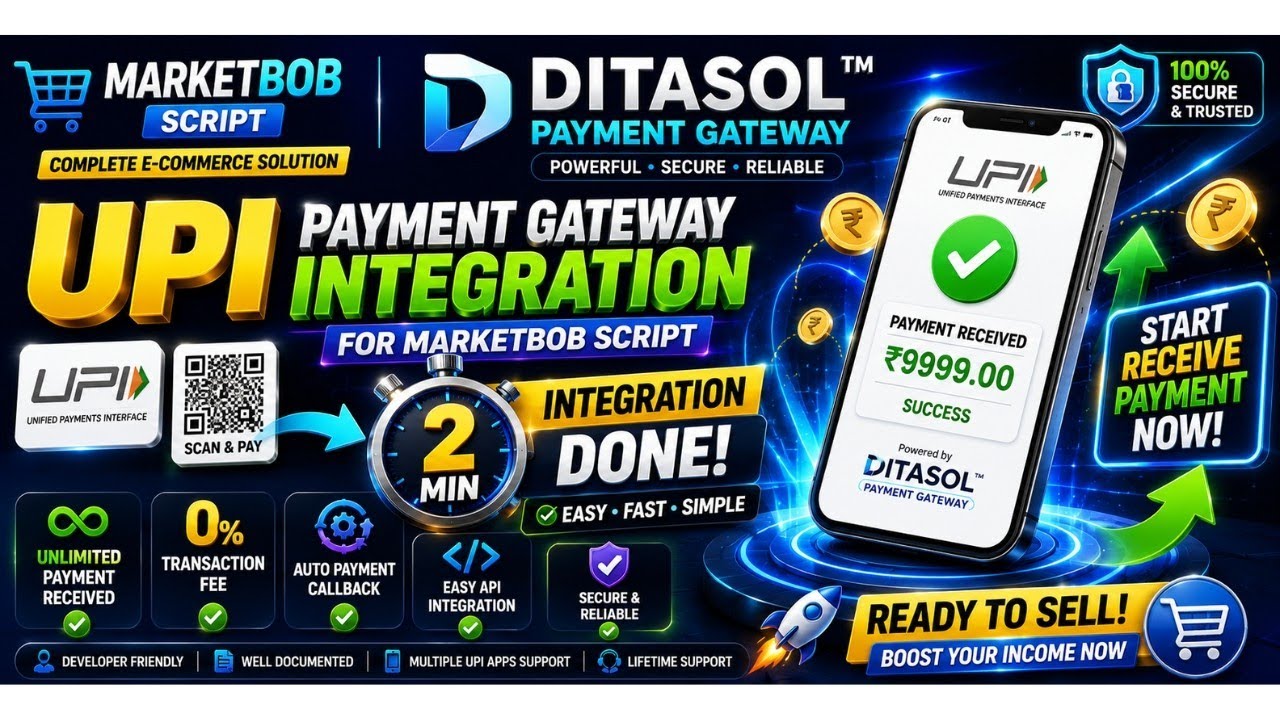 MarketBob Script UPI Payment Gateway Integration | MarketBob UPI Setup | Complete Setup Guide (2026)