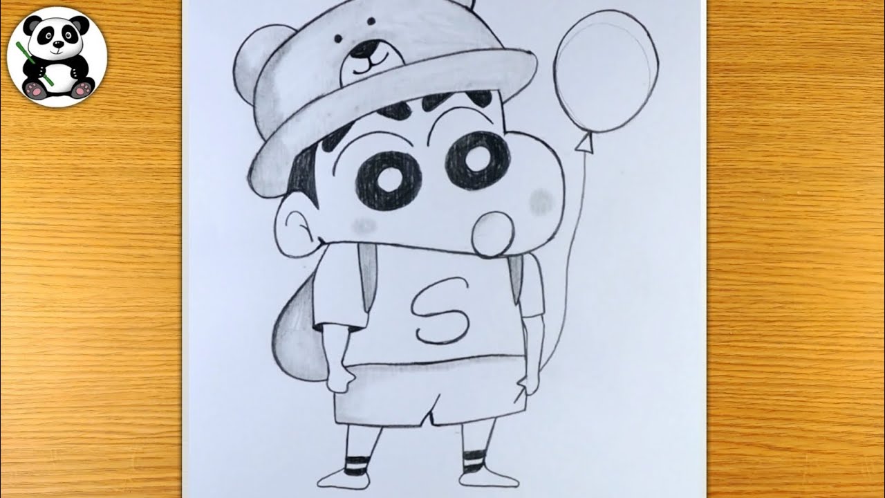 Shinchan loves balloon basic pencil drawing | cute drawings ​⁠