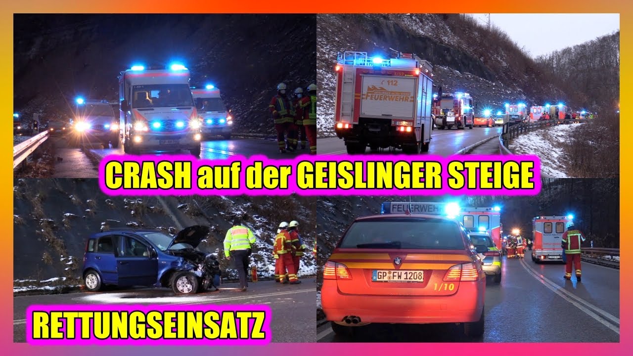 GEISLINGEN: CRASH auf GEISLINGER STEIGE 🚒 🚑 🚓 [Feuerwehr & Rettungsdienst zahlreich vor Ort] [E]