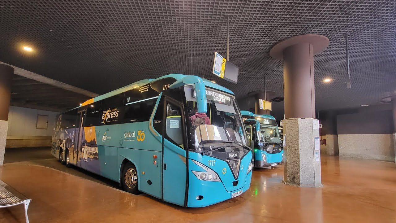 Las Palmas de Gran Canaria. Guagua Global linea 60. Santa Catalina a Aeropuerto. Enero 2023