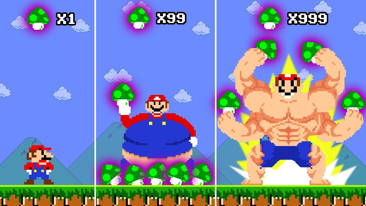 Upgrading Mario from FAT to MUSCLE with Every Seed Powerups | Mario Zombros