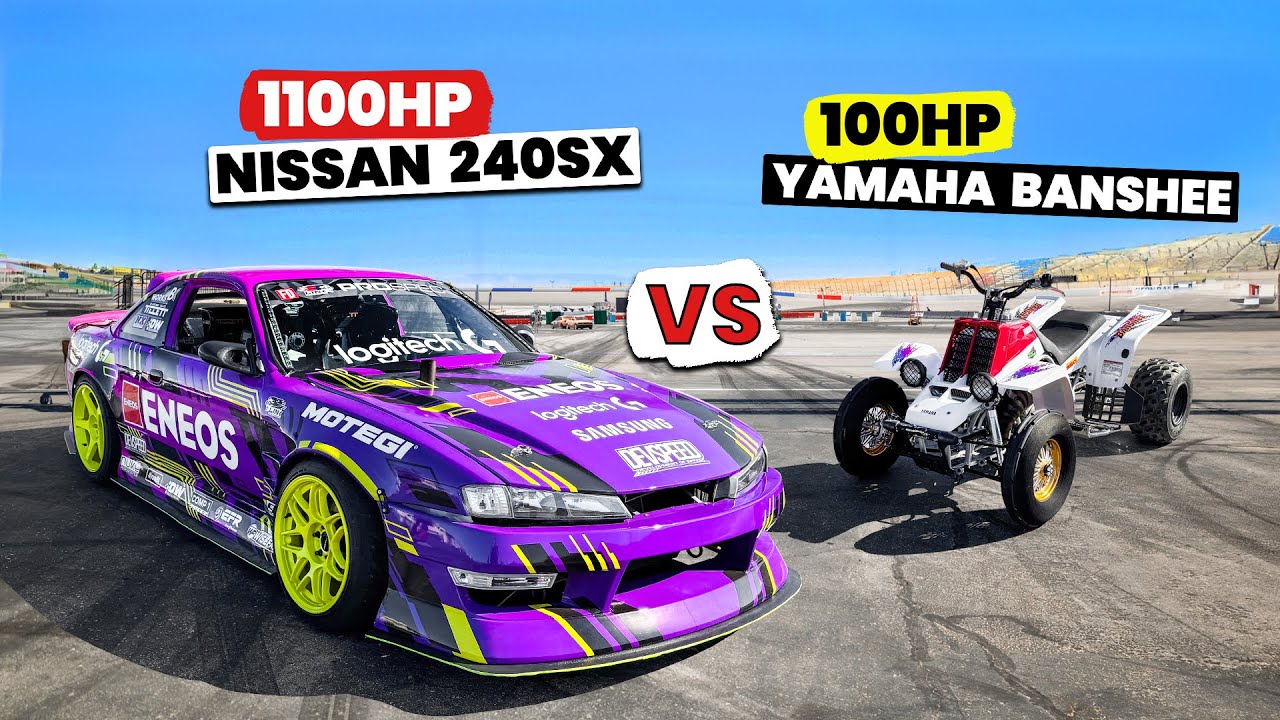 1100hp Formula Drift Pro Car vs 100hp Custom Built Yamaha Banshee / Gymkhana Grid Pursuit
