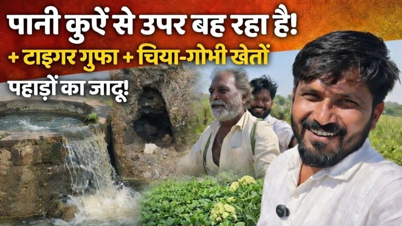 “पानी कुएँ से ऊपर बह रहा है! टाइगर गुफा + चिया-गोभी खेती – पहाड़ों का जादू!”