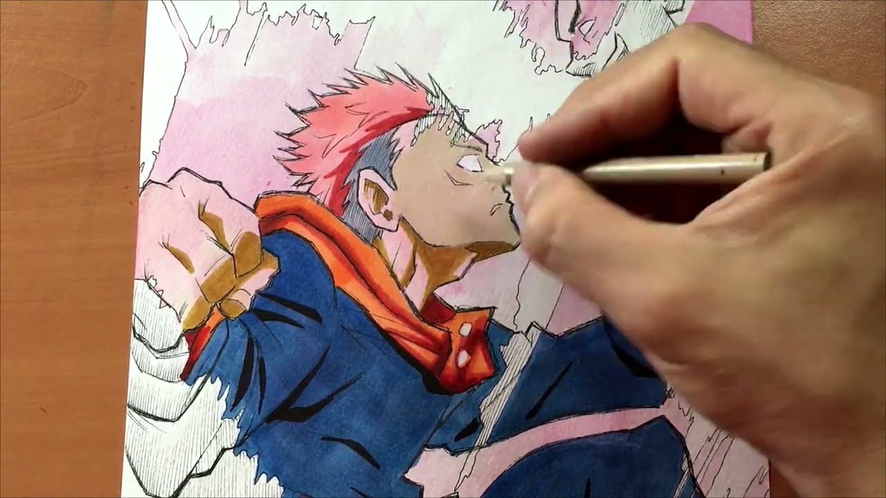 Dibujando a Juji Itadori pelea, estilo de dibujo único