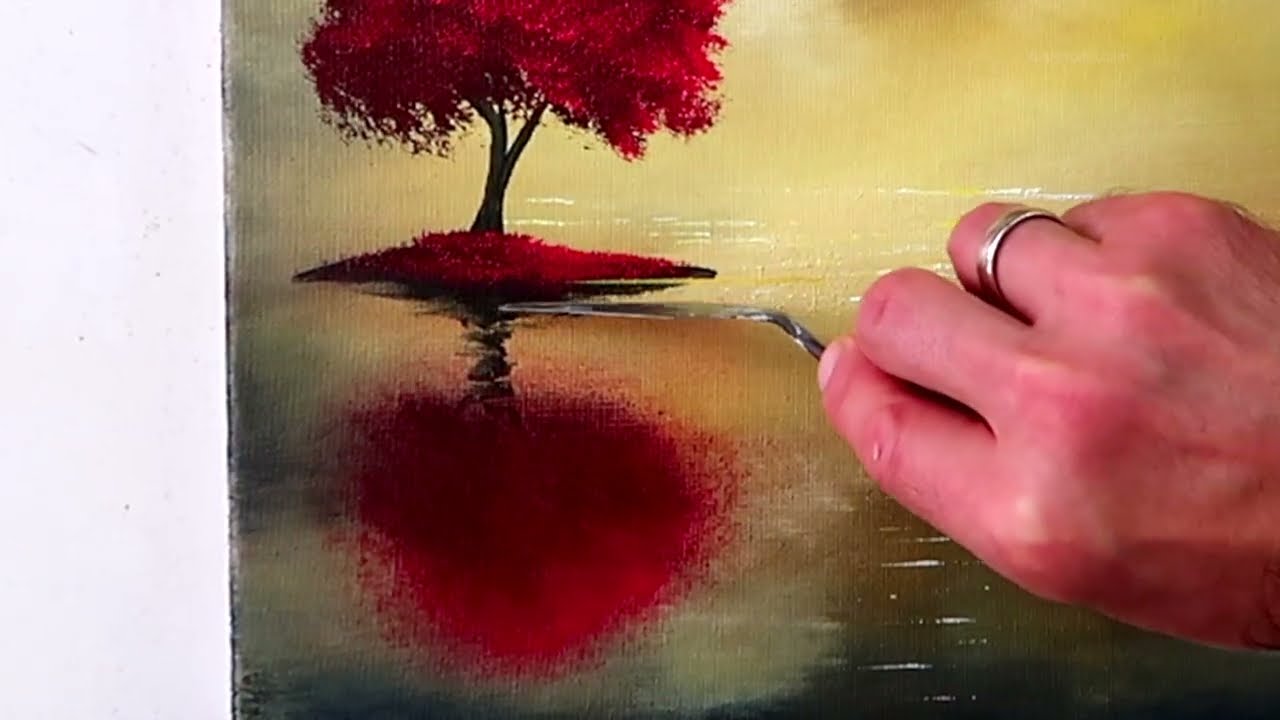Peaceful Lake with Red Tree and Boat | Sunshine Through Clouds | Easy for Beginners | Acrylics #art
