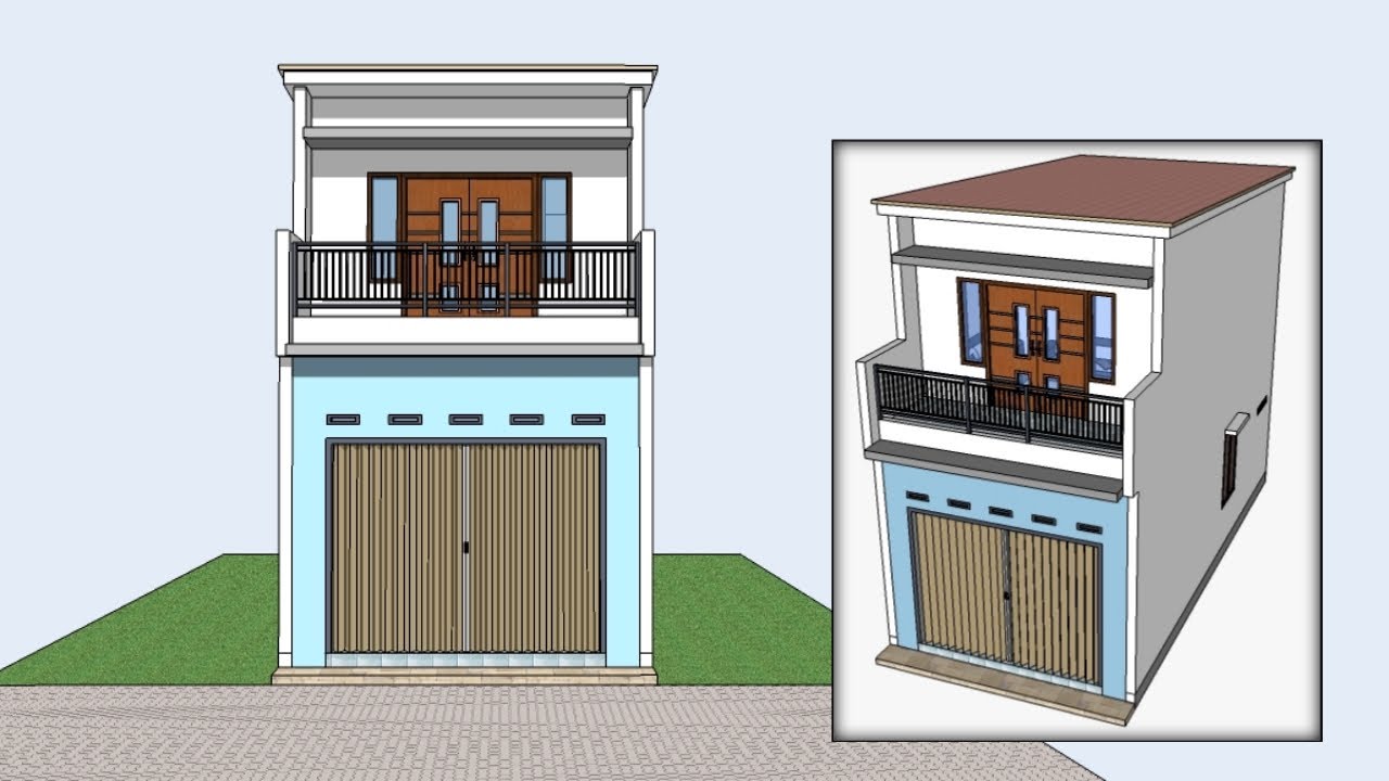 #113 Desain Ruko │ Model Simpel Ruko 2 Lantai 4x8 Meter 2 Kamar Tidur