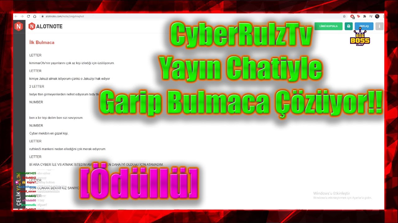 CyberRulzTv - Yayın Chatiyle Garip Bulmacayı Çözüyor!! | 13.08.2021 |[Ödüllü]