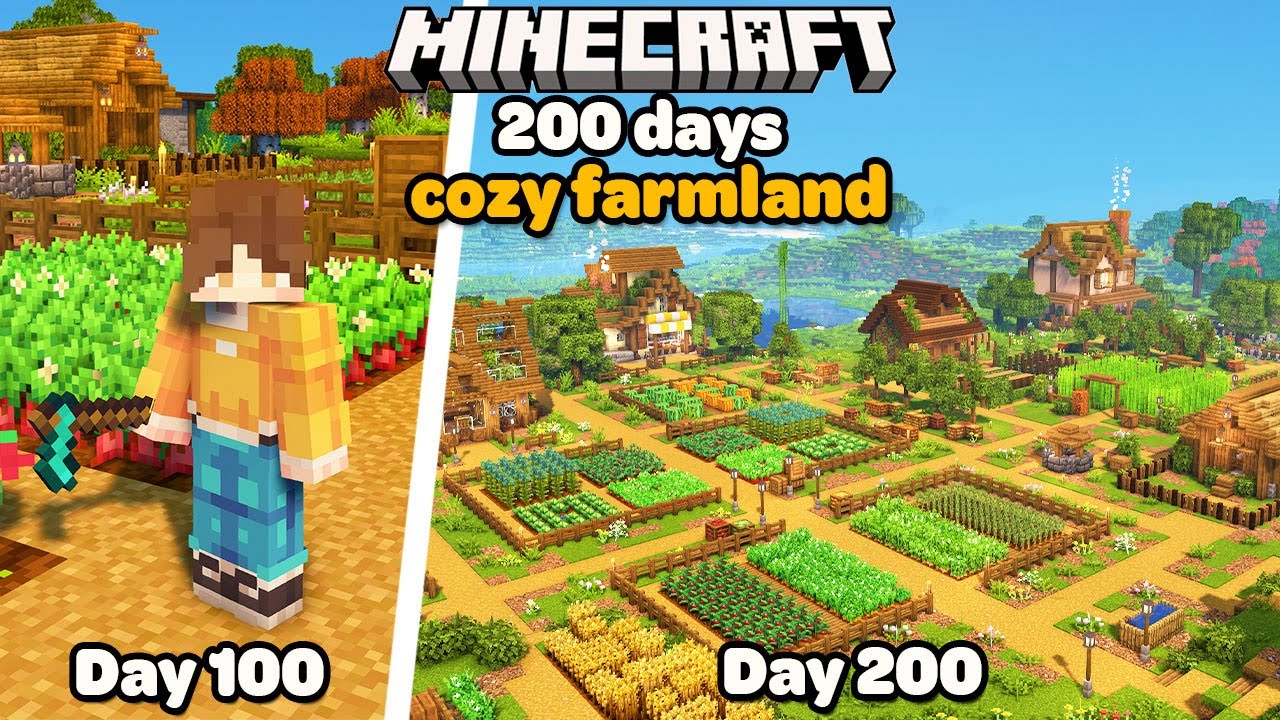 I Spent 200 Days Building the Ultimate Cozy Farm in Minecraft