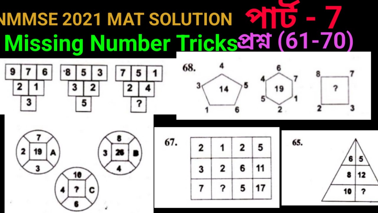nmmse 2021 mat solution | Missing Number Tricks | Missing number for nmmse and ntse | Question 61-70