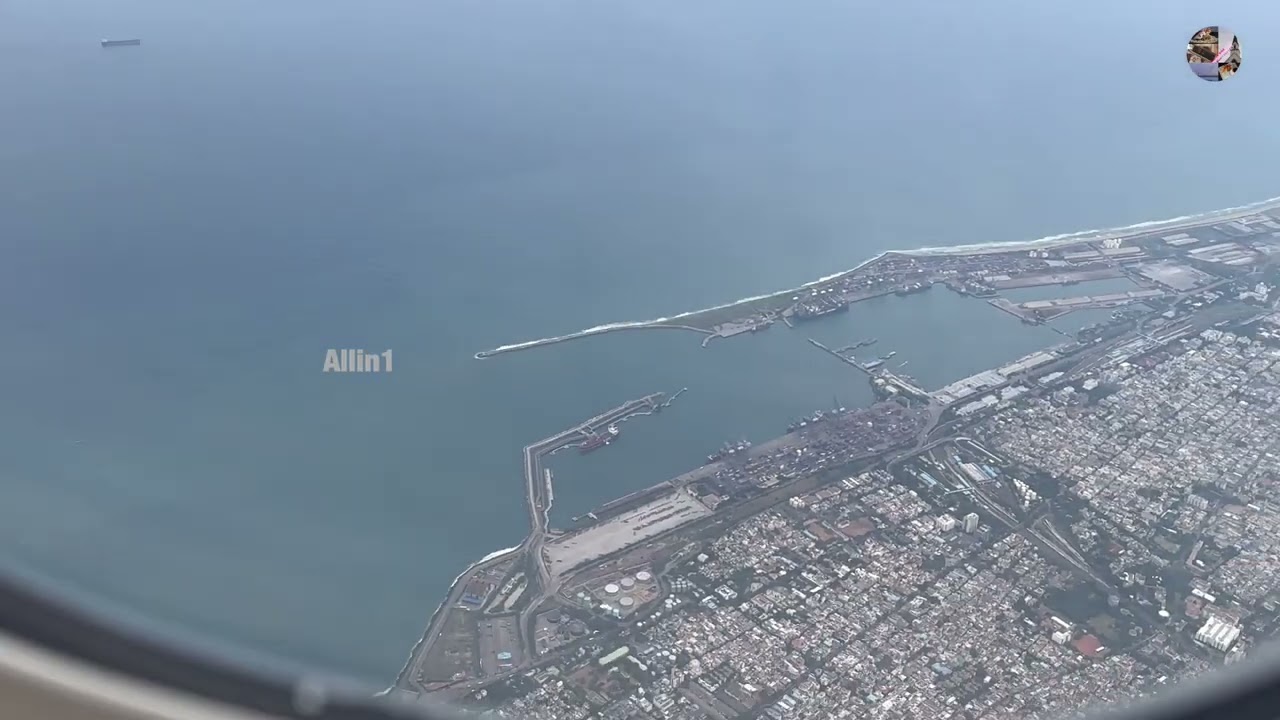 துபாய் - சென்னை Emirates EK544 Dubai to Chennai * Ariel View of Chennai Airport * B777-300ER DXB MAA