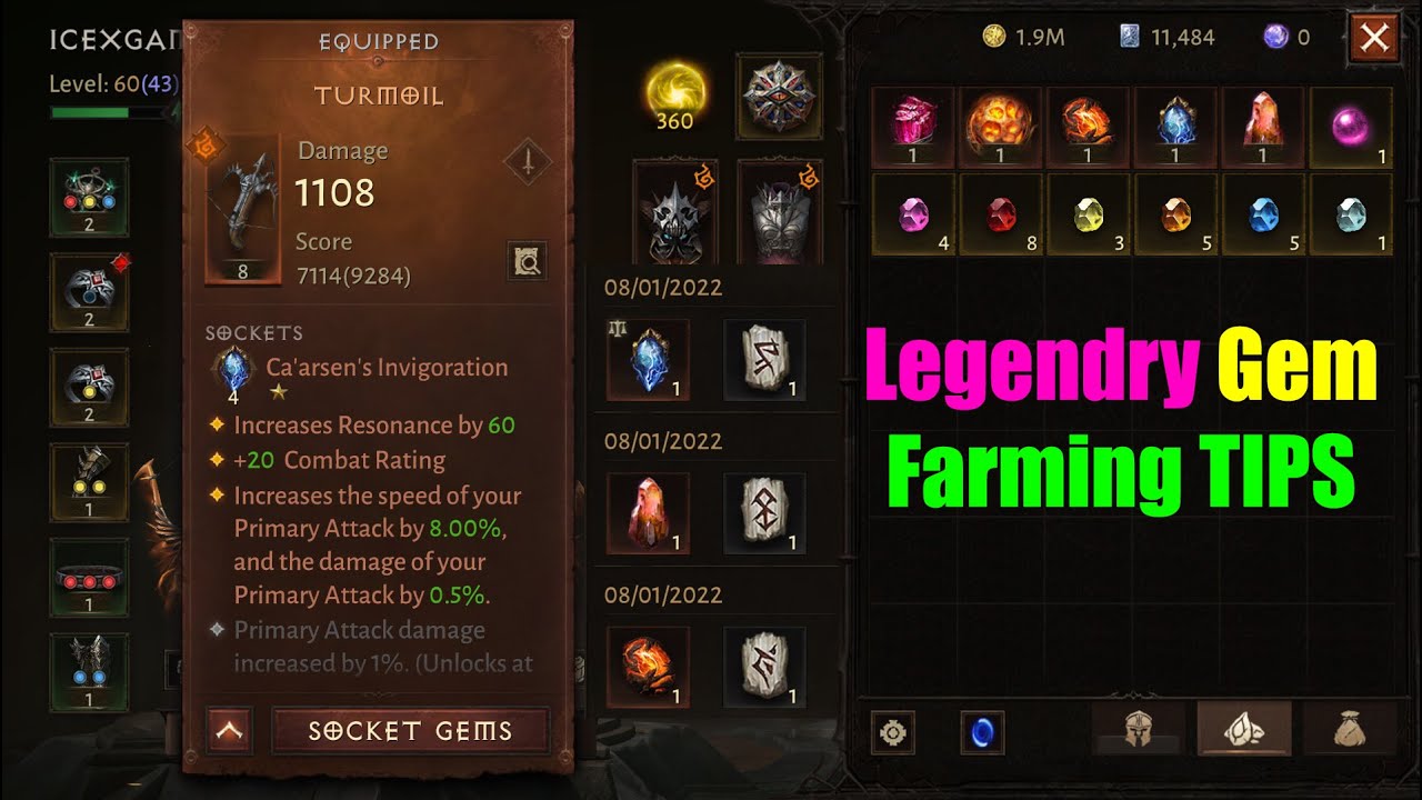 Diablo Immortal Legendry Gem Farming Tips