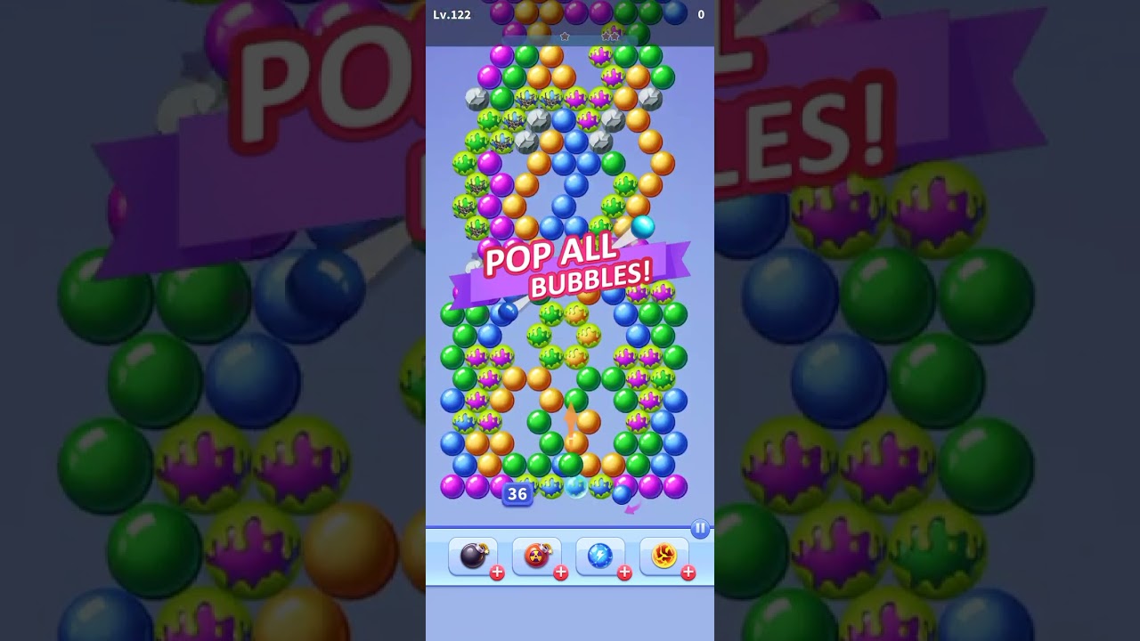 Bubbles game 120 to 123 level finish in one time 