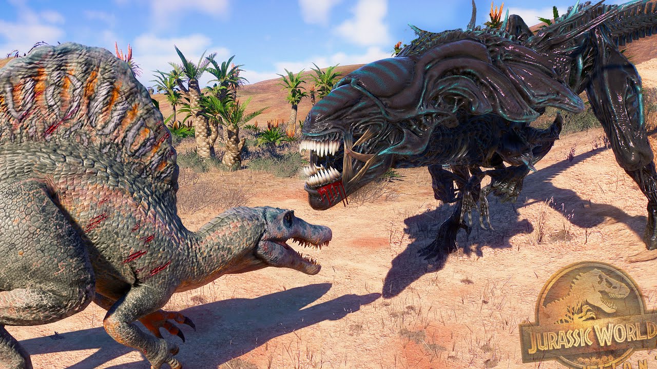 ADN ALIEN EN MIS DINOSAURIOS! Reina Alien dinosaurio ataca su territorio Jurassic World Evolution 2
