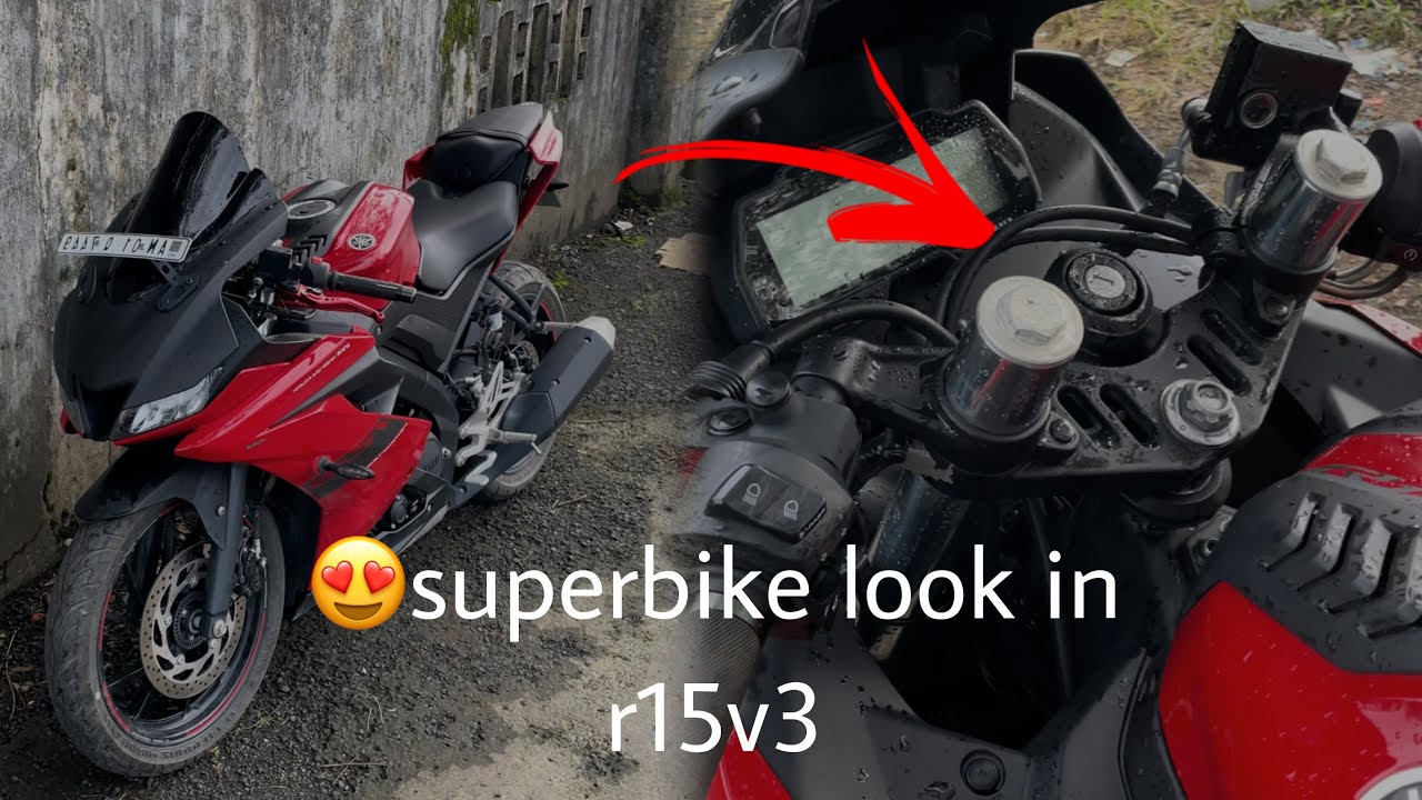 Yamaha R15 v3 Lowering the front forks | r15v3 modified | 😍superbike look in r15v3
