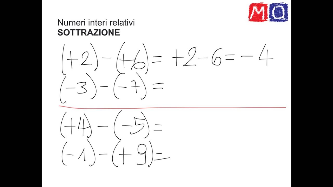 Sottrazione di numeri interi relativi