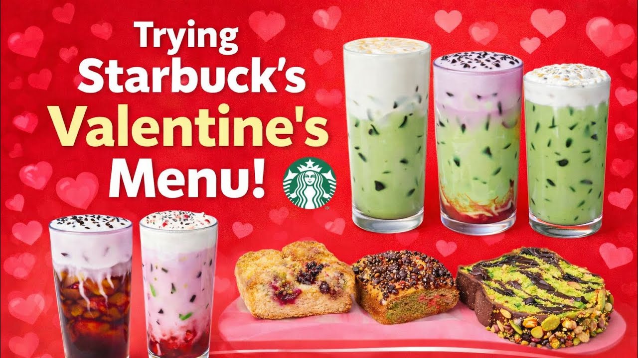 Trying the Starbucks Valentine’s Menu 💕 New Drinks & Bakery Taste Test