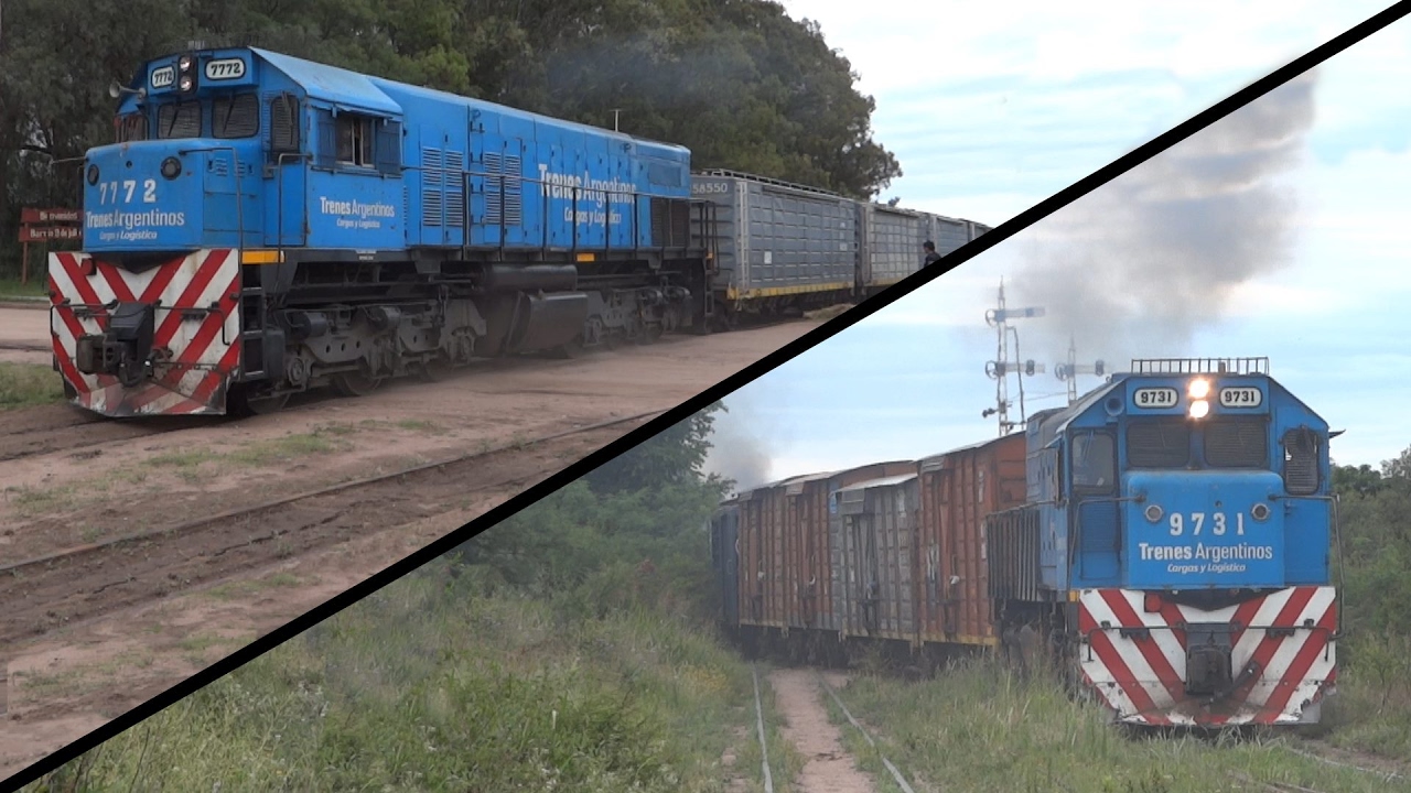G22 tirando, GT22 empujando: tren de TAC (LB) auxiliado por cola saliendo de Deán Funes