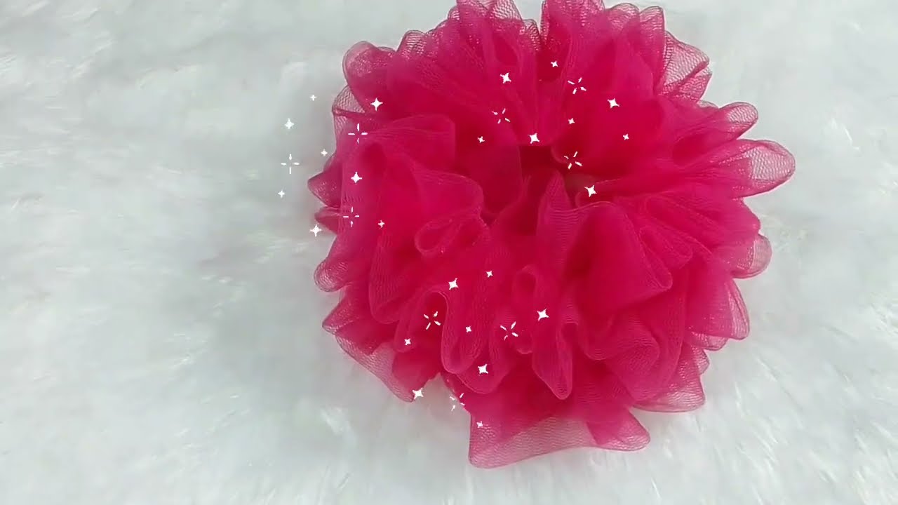 Tulle Scrunchie | How To Make a Ruffle Scrunchie Double Layer Step by Step #diyscrunchie