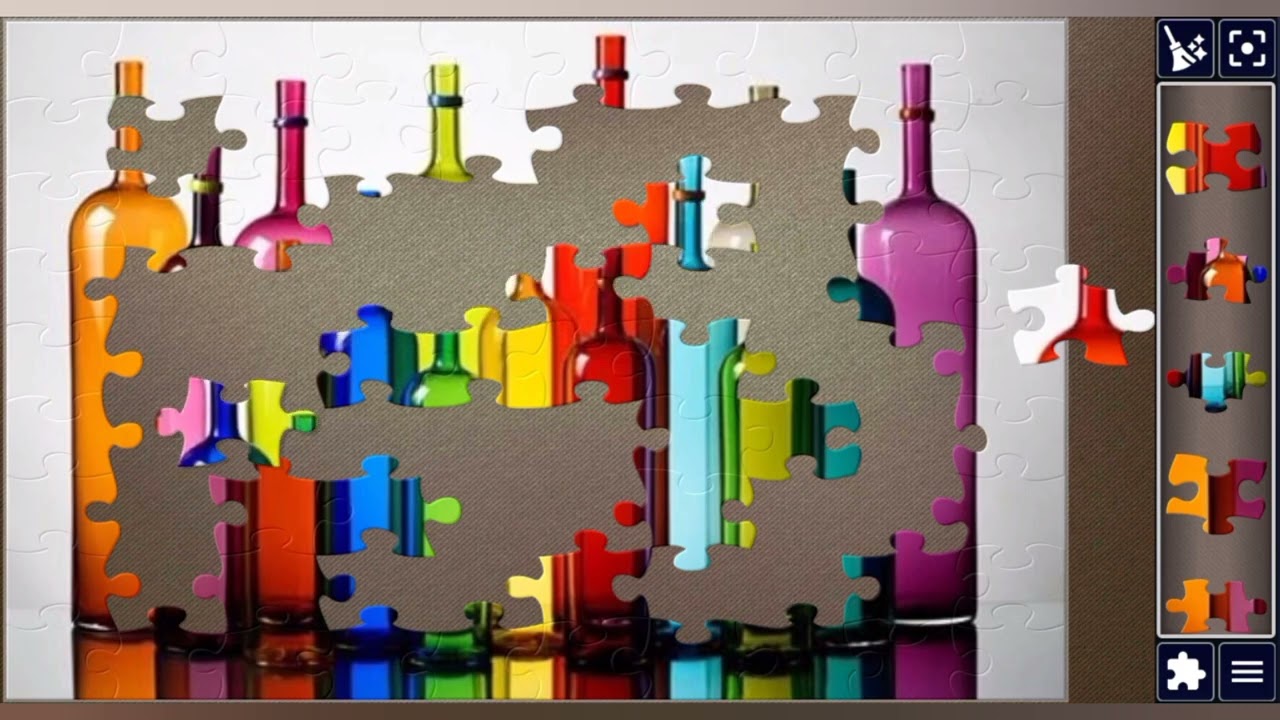 Rainbow Bottles 🌈- A Modern Still Life🍾🌿🧩 Artful jigsaw puzzle 🧩//@jigsawpuzzle45