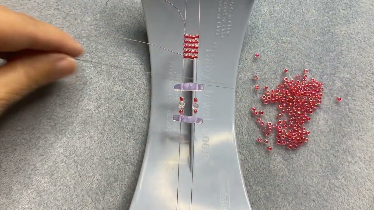 How to add seed beads to pre-strung warps to make a beaded ring