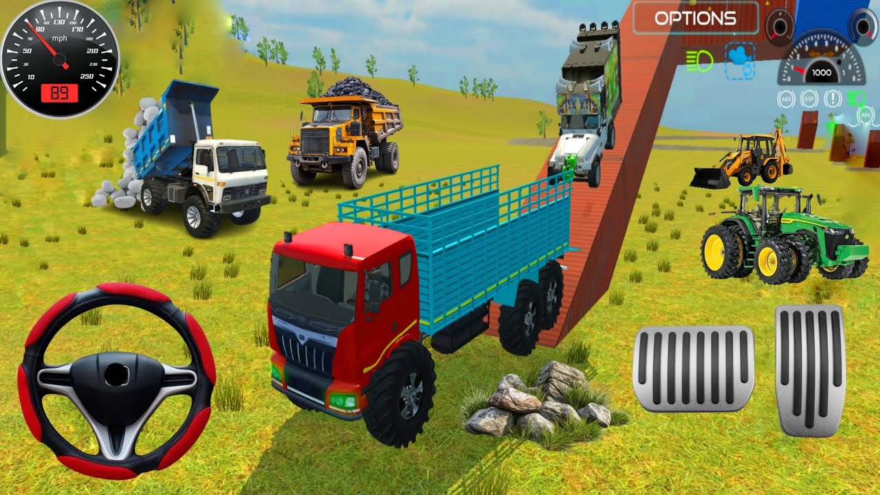 💥🛑 Drive JCB and DJ loading challenge 🤯 stone 🏗️ from truck dumpher 🚒🤯 #games #truckdriving #jcb 