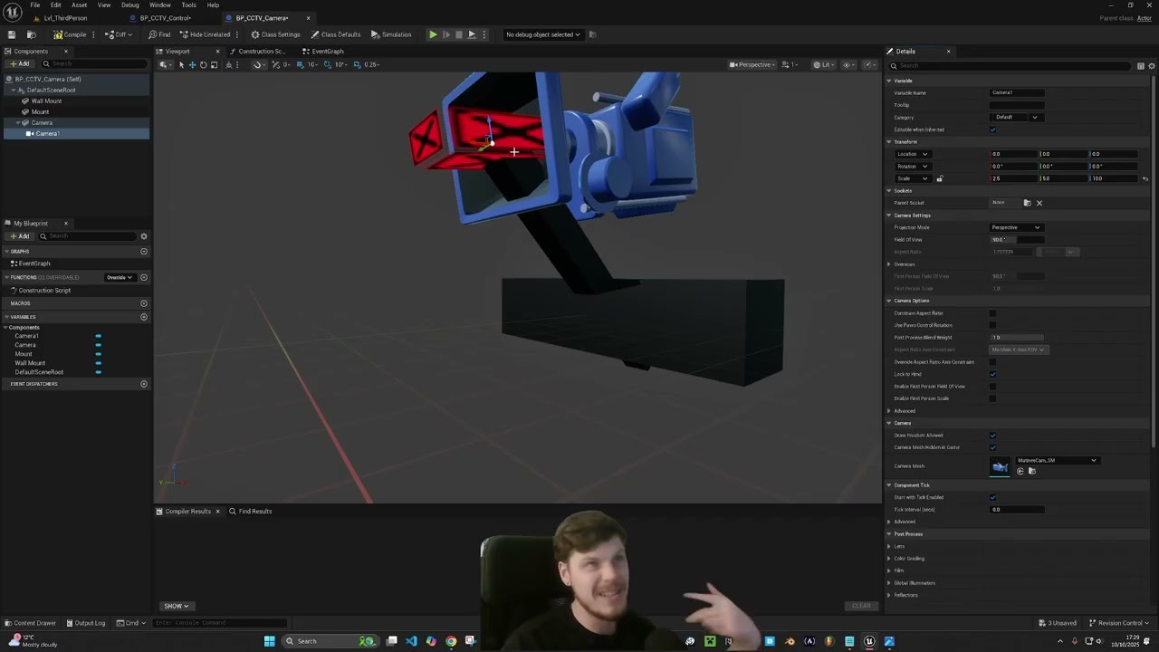 Unreal Engine - CCTV Surveillance Camera, Player connect to other Cameras