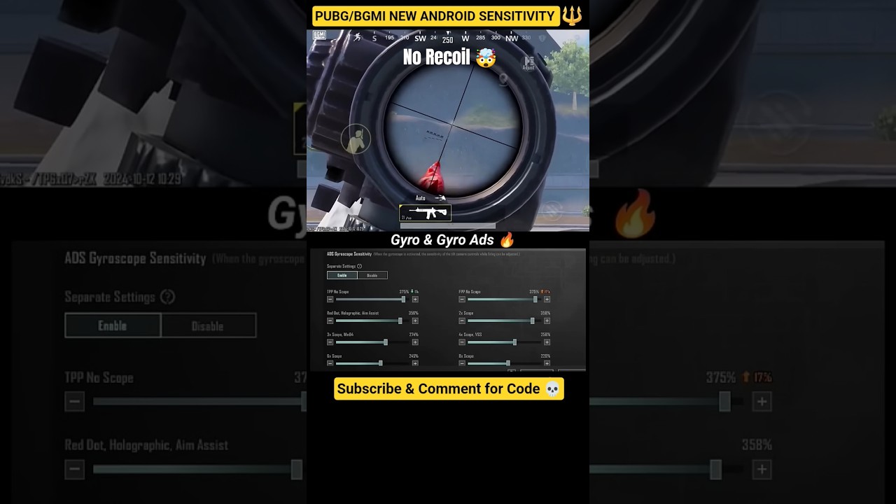 ❤️&zwj;🔥 PUBG/Bgmi 3.8 best sensitivity settings | bgmi sensitivity code |  @THUMBGODBGMI  #sensitivity