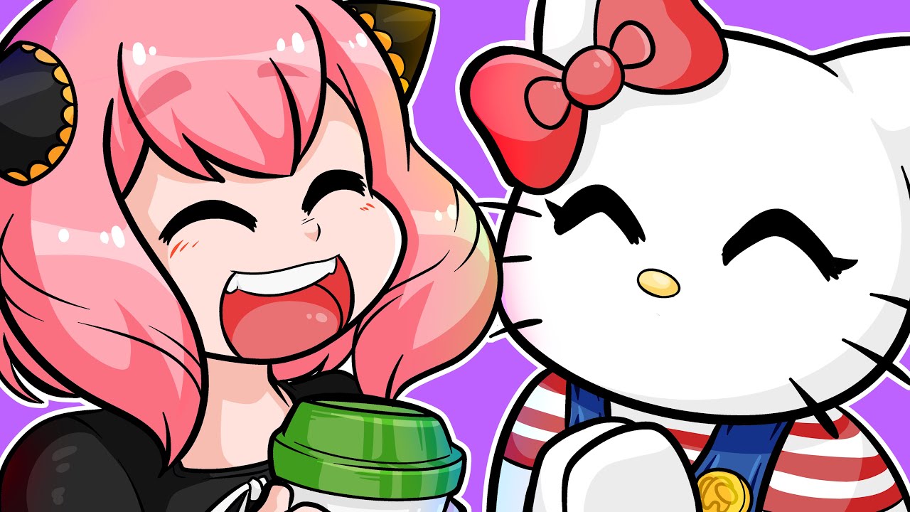 Fui TRABALHAR no CAFÉ DA HELLO KITTY no roblox | Anya jogando My Hello Kitty Cafe