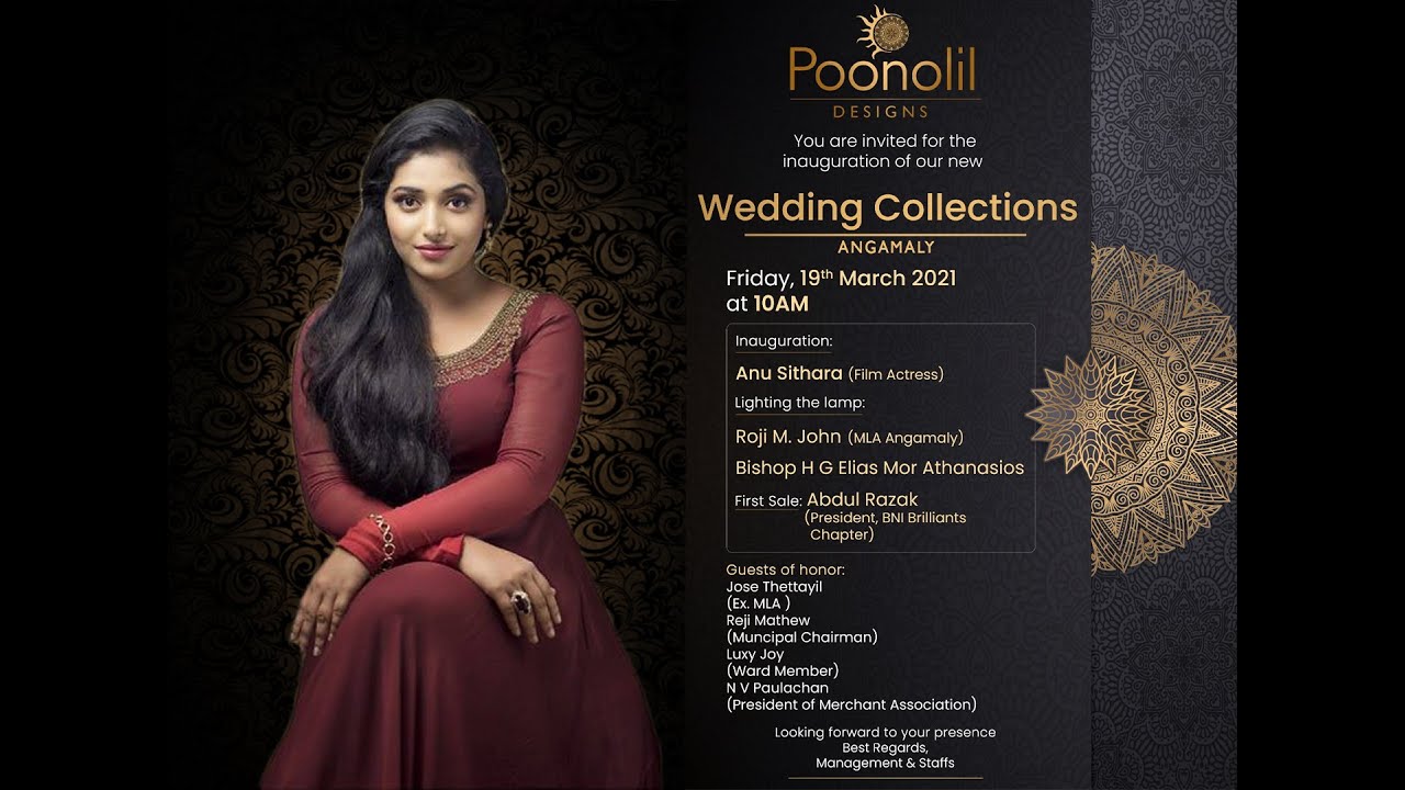 Poonolil Wedding Collections Inauguration | Anu Sithara | Live Streaming | 19/03/2021 - 10 AM