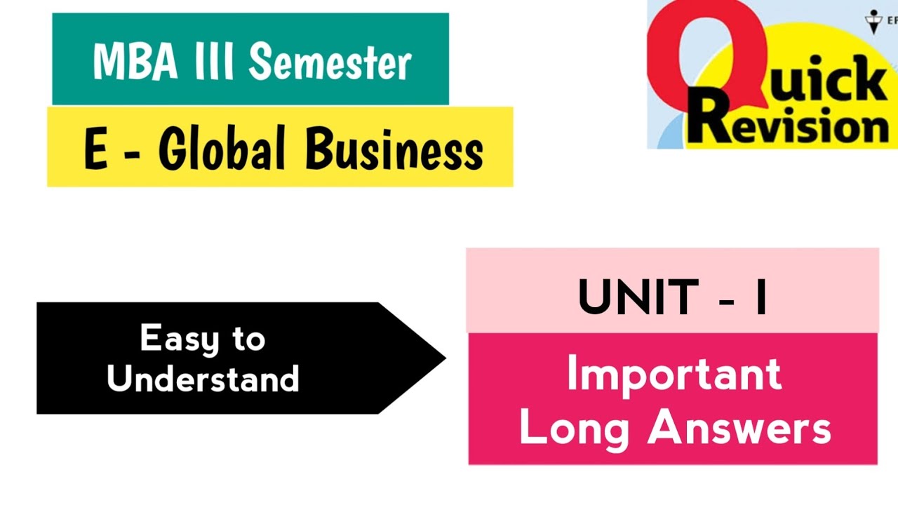 E Global Business Unit 1 Important Long Answers 2025 MBA III Semester 3rd Sem Imp Quick Revision OU