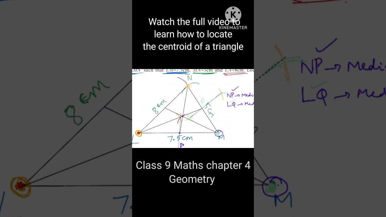 How to locate the centroid of a triangle? Class 9 Maths ch 4 Geometry 