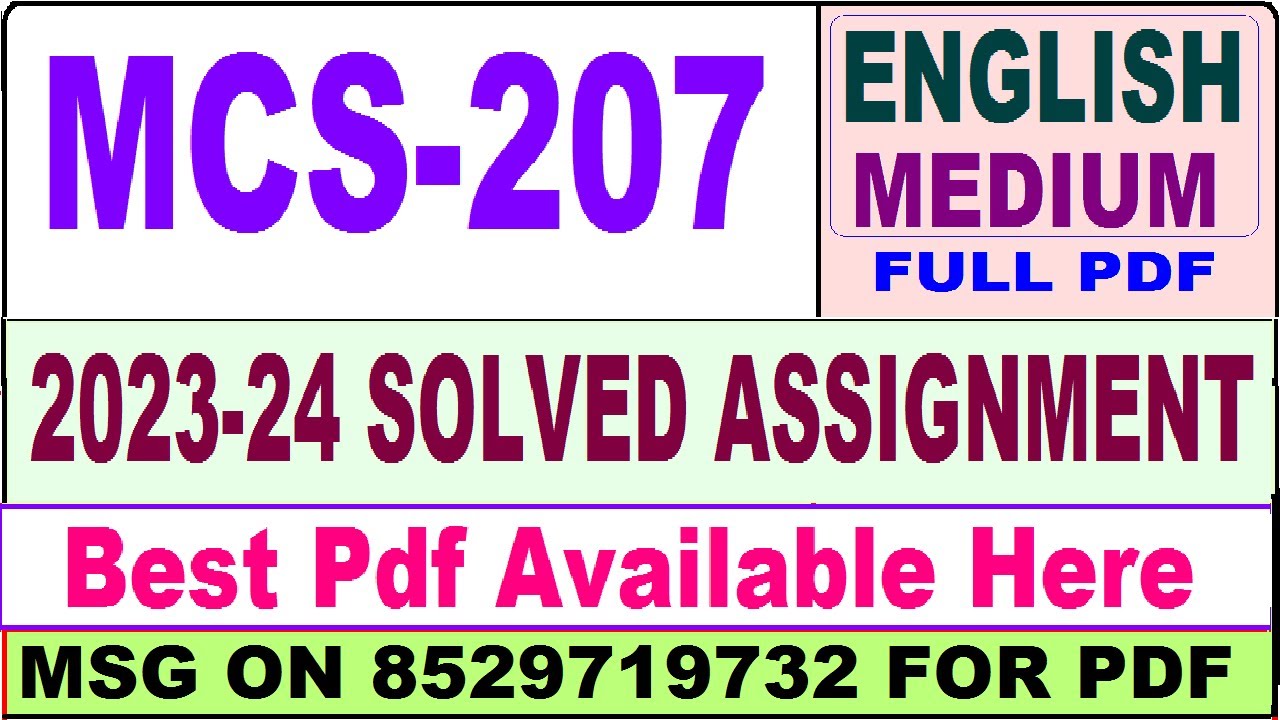 mcs 207 solved assignment 2023-24 || mcs 207 solved assignment 2024 || ignou mcs207 PGDCA 2024