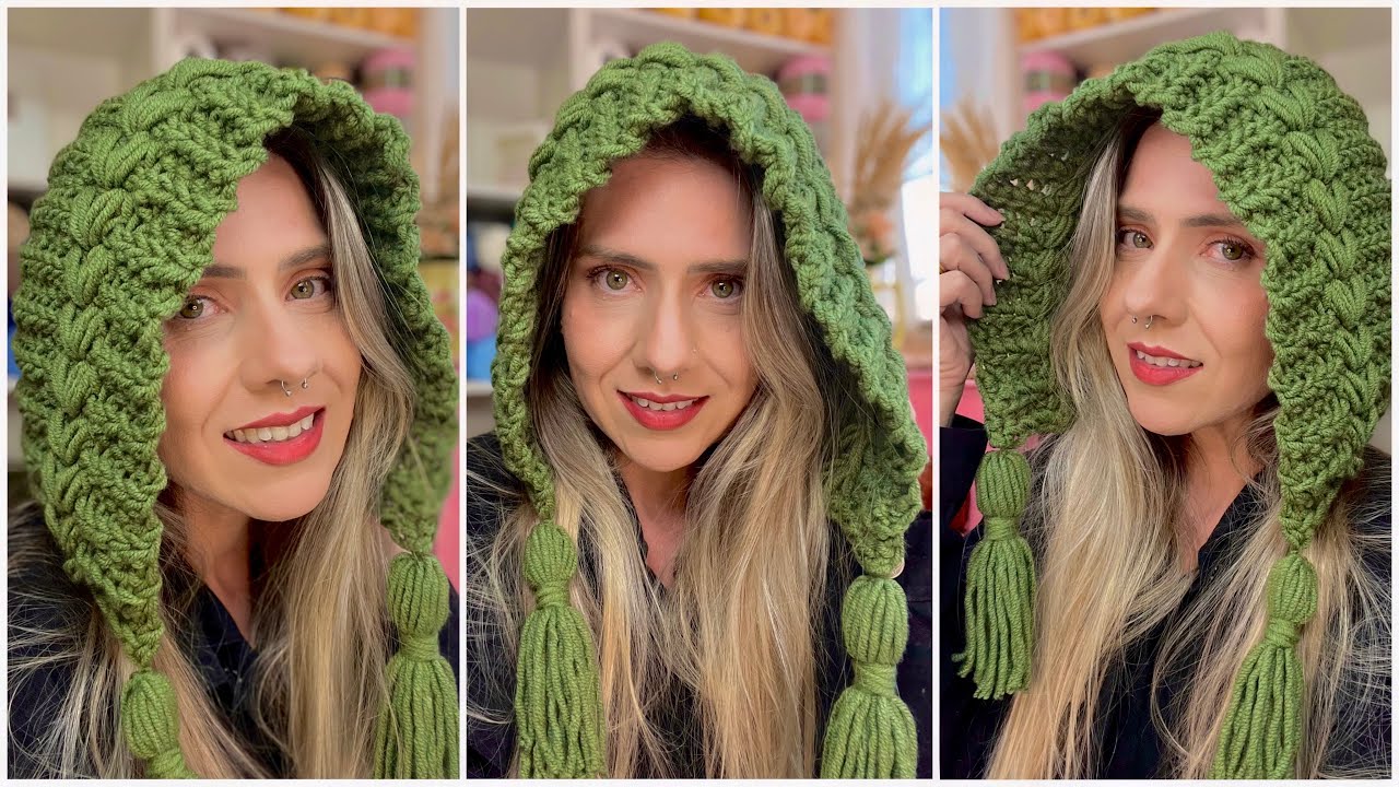 Gorro capuz em crochê Fran Aluap