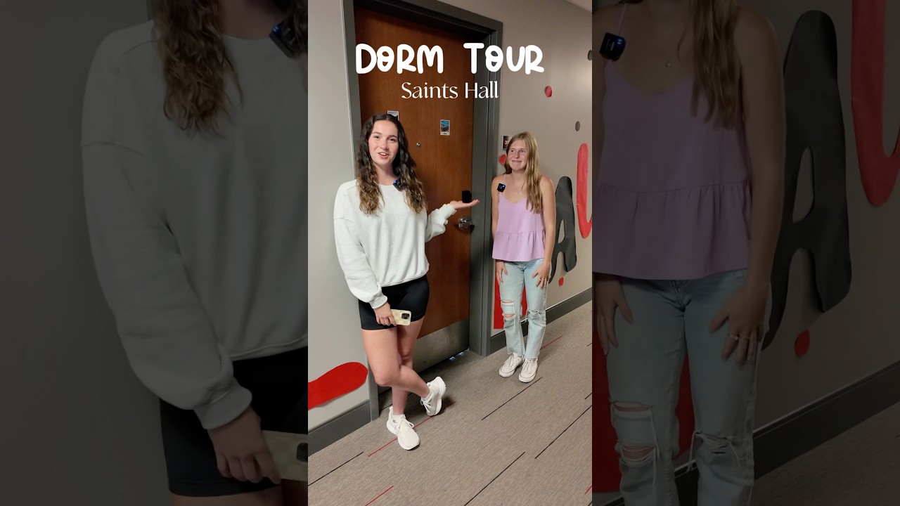 Saints Hall Dorm Tour with Anna and Addison✨🐶 #maryvilleuniversity #dormtour #college #roomtour