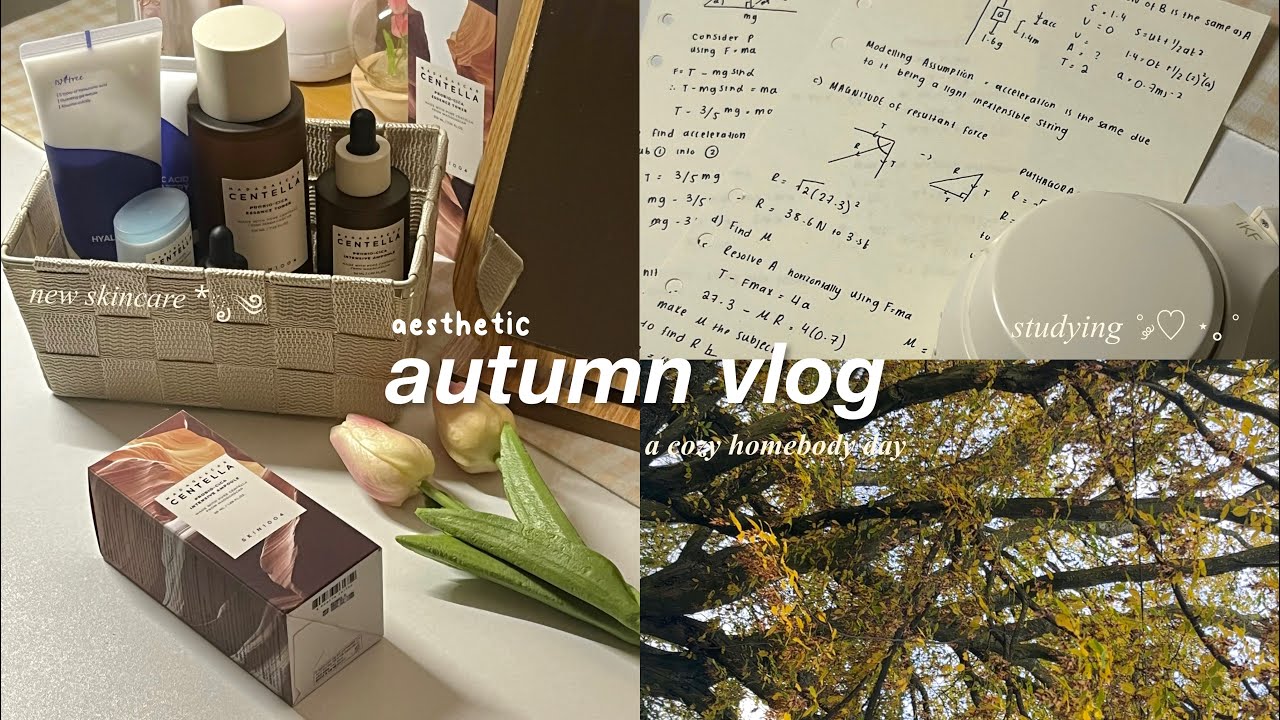autumn study vlog 🍁| cozy skincare haul, studying at night, romanticising fall