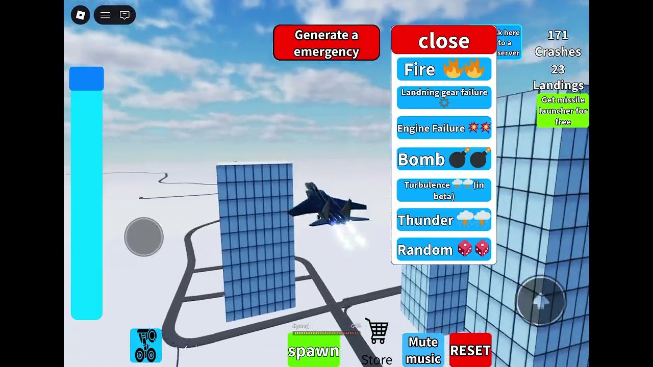 Testing a plane crash  game