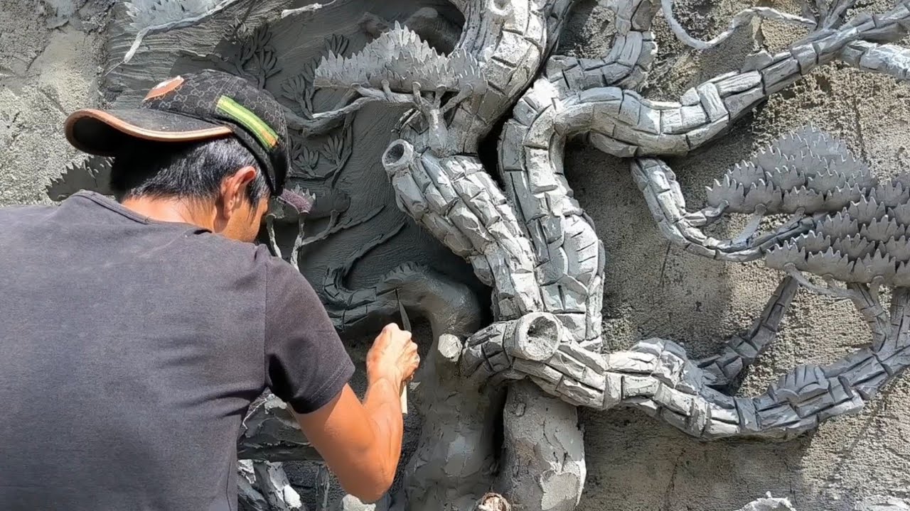 Xem nghệ nh&acirc;n đắp ph&ugrave; đi&ecirc;u xi măng 3D