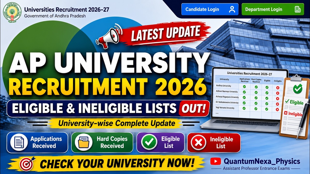 ఏపీ యూనివర్సిటీ రిక్రూట్&zwnj;మెంట్ 2026 | All Universities Eligible & Ineligible Lists | Latest Update