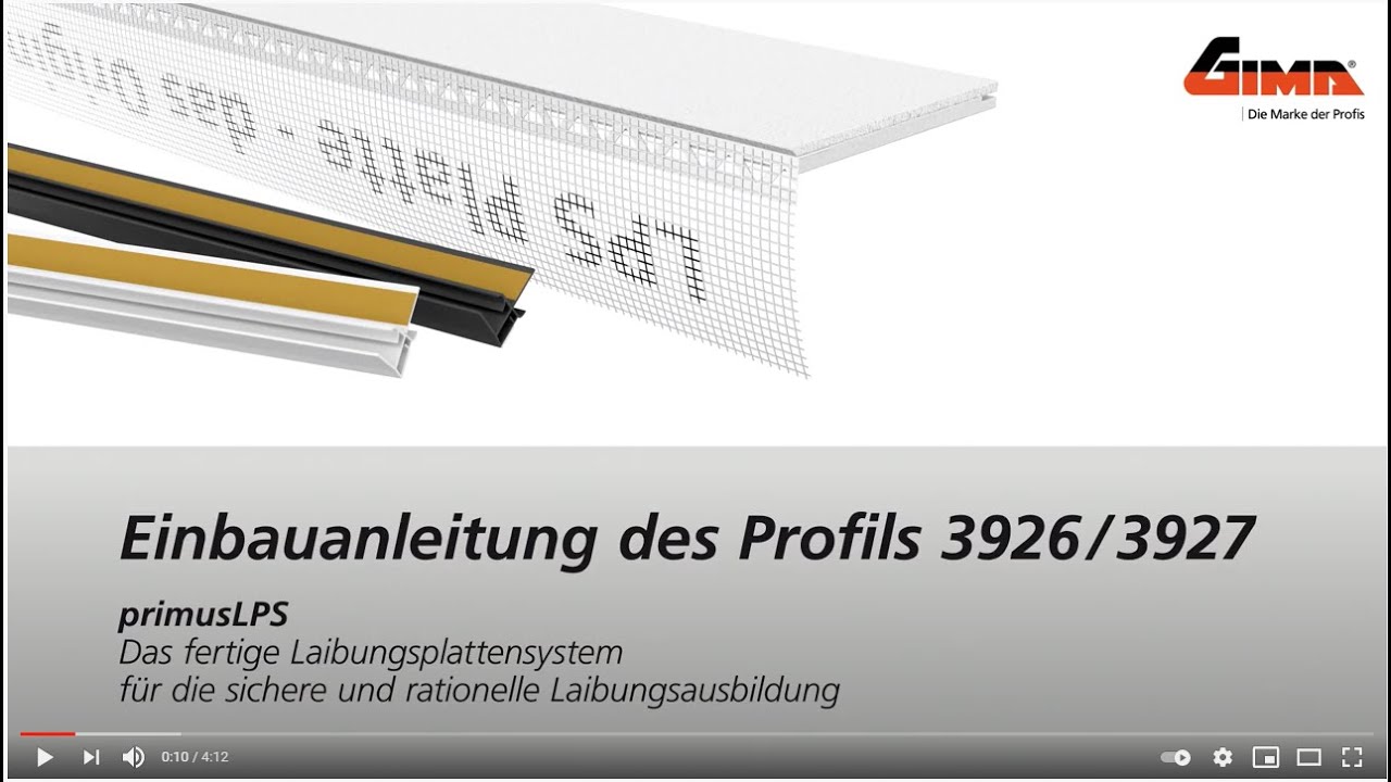 GIMA Laibungsplattensystem primusLPS - Einbauanleitung