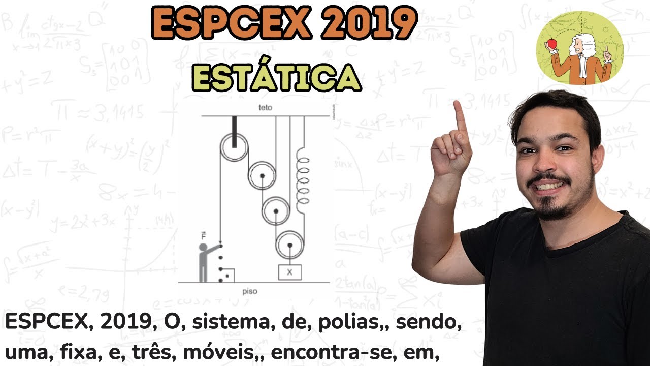 ESPCEX 2019 - O sistema de polias, sendo uma fixa e três móveis, encontra-se em equilíbrio estático