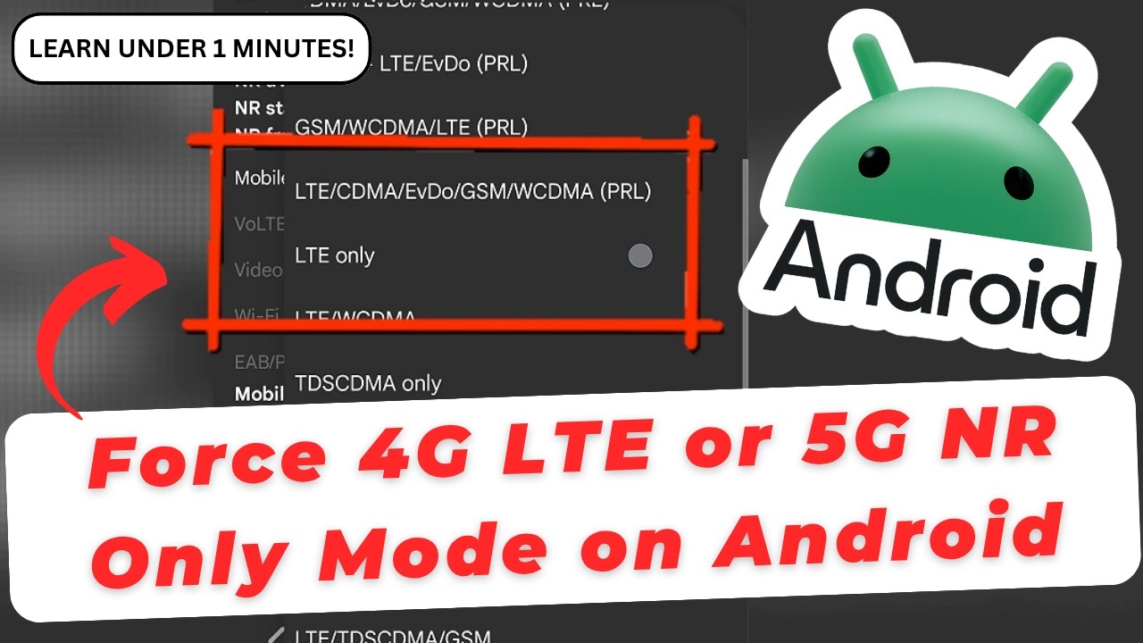 Как принудительно включить режим только 4G LTE или 5G NR на Android