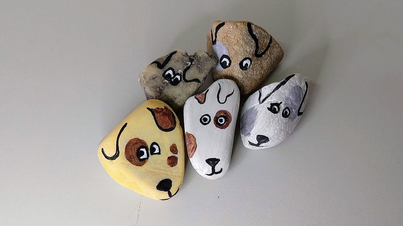 Pintura em Pedra Super Fácil - Cachorro pedra pintada